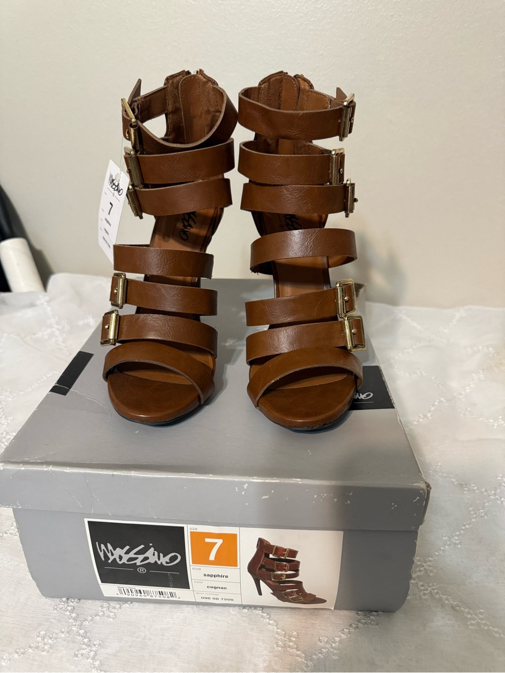 Aldo Brown Strappy Buckle High Heel Sandals